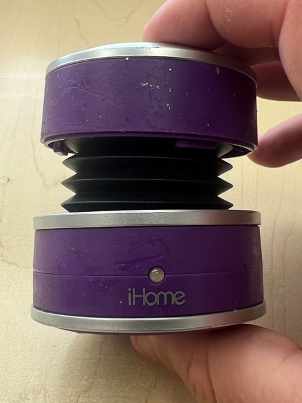 iHome Collapsible Bluetooth Speaker in Purple with Silver Trim